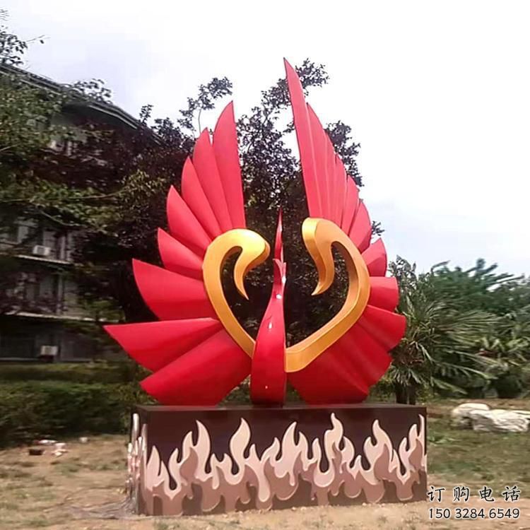 户外鸳鸯雕塑厂家 喷漆公园小品 大型不锈钢鸳鸯雕塑