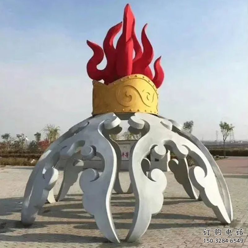 企业圣火雕塑厂家 镂空创意小品 欧式不锈钢圣火雕塑