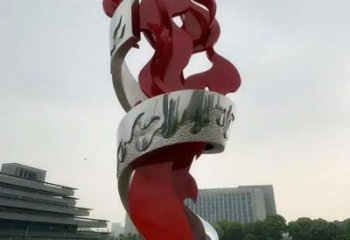 户外火苗雕塑厂家 抽象喷漆小品 大型不锈钢火苗雕塑