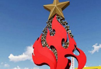 拉丝火炬雕塑厂家 镂空创意摆件 别墅区不锈钢火炬雕塑