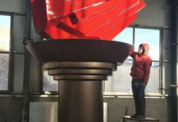 街头火把雕塑厂家 大型别墅区摆件 现代不锈钢火把雕塑