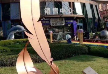 烤漆羽毛雕塑厂家 公园小品 户外不锈钢羽毛雕塑