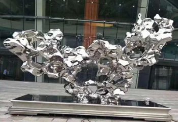 抽象假山雕塑厂家 镜面现代小品 户外不锈钢假山雕塑