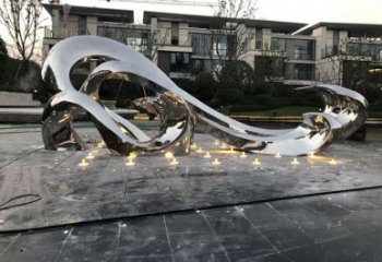庭院海浪雕塑厂家 公园草地小品 锻造不锈钢海浪雕塑制作