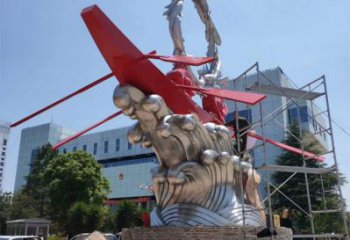 欧式水浪雕塑厂家 抽象公园摆件 现代不锈钢水浪雕塑生产