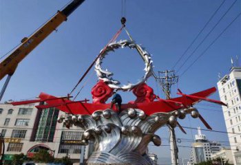 欧式浪花雕塑厂家 抽象公园摆件 现代不锈钢浪花雕塑生产