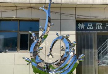 中式波浪雕塑厂家 现代公园小品 游乐场不锈钢波浪雕塑生产