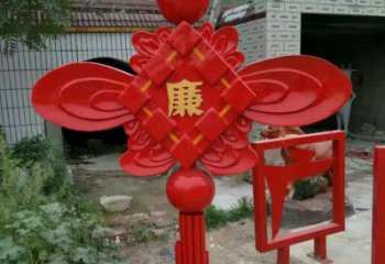 大型中国结雕塑厂家 烤漆小品 企业不锈钢中国结雕塑生产