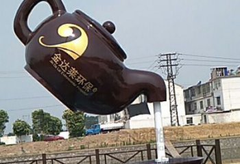 仿真茶壶雕塑厂家 现代摆件 喷水不锈钢茶壶雕塑生产