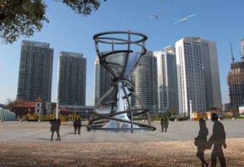 街头沙漏雕塑厂家 大型别墅区摆件 不锈钢沙漏雕塑制作
