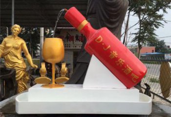 水景酒瓶雕塑厂家 彩绘小品 现代不锈钢酒瓶雕塑