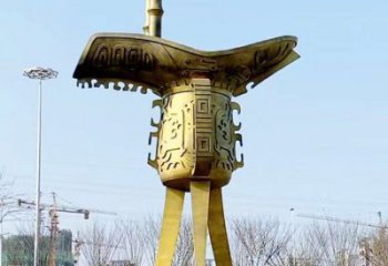 仿古酒杯雕塑厂家 公园小品 广场不锈钢酒杯雕塑