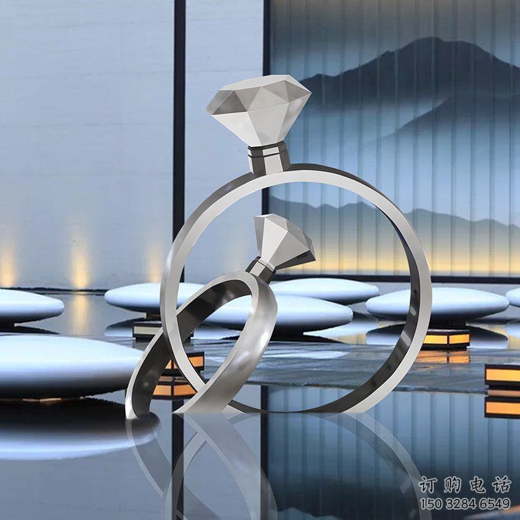 现代戒指雕塑厂家 大型别墅区摆件 欧式不锈钢戒指雕塑