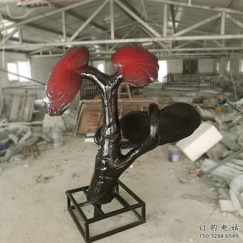 烤漆灵芝雕塑厂家 广场小品 户外不锈钢灵芝雕塑