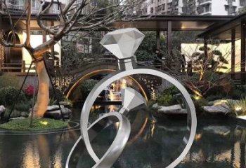 酒店戒指雕塑厂家 户外小品 创意不锈钢戒指雕塑
