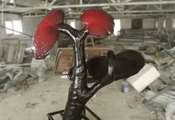 烤漆灵芝雕塑厂家 广场小品 户外不锈钢灵芝雕塑