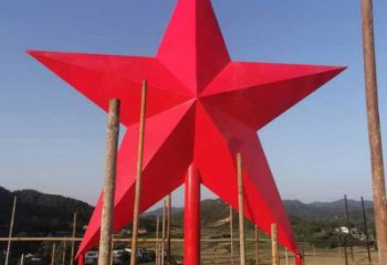 喷漆五角星雕塑厂家 中式村口小品 大型不锈钢五角星雕塑