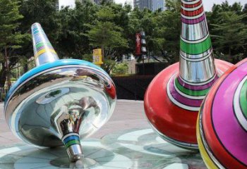 电镀陀螺雕塑厂家 园林广场摆件 户外不锈钢陀螺雕塑