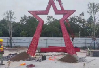 步行街五角星雕塑厂家 公园小品 大型不锈钢五角星雕塑