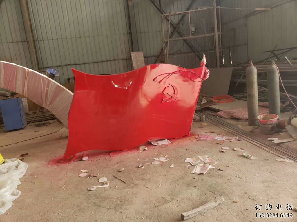 现代国旗雕塑厂家 大型别墅区摆件 博物馆不锈钢国旗雕塑