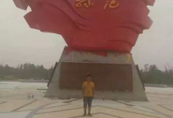 烤漆党旗雕塑厂家 广场小品 户外不锈钢党旗雕塑