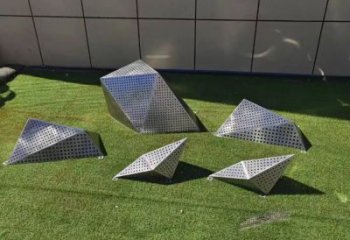 喷漆石头雕塑厂家 中式村口小品 创意不锈钢石头雕塑