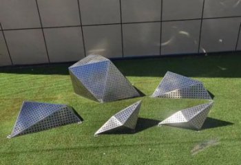 现代石头雕塑厂家 大型别墅区摆件 创意不锈钢石头雕塑
