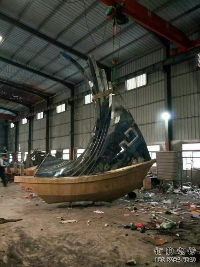 房地产帆船雕塑厂家 公园摆件 锻造不锈钢帆船雕塑
