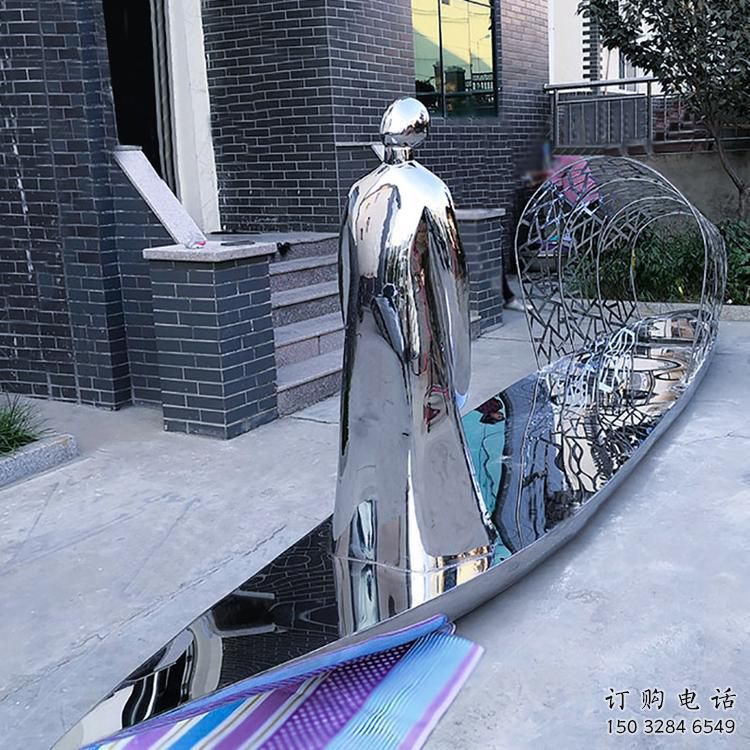 公园小船雕塑厂家 户外摆件 创意不锈钢小船雕塑生产