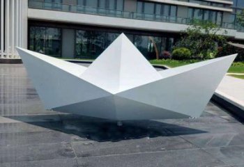 户外小船雕塑厂家 喷漆小品 公园不锈钢小船雕塑