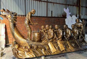 烤漆龙舟雕塑厂家 公园小品 户外现代龙舟雕塑制作