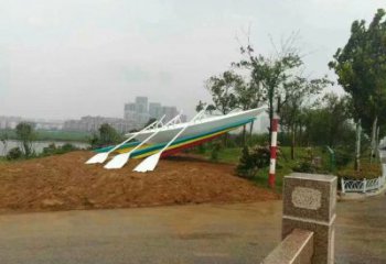 房地产划船雕塑厂家 公园运动摆件 大型仿古划船雕塑制作