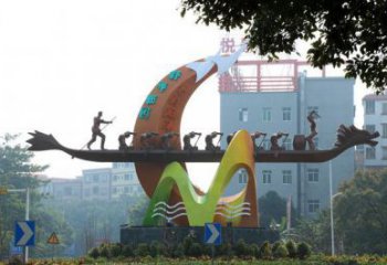 欧式划船雕塑厂家 抽象广场摆件 体育场仿古划船雕塑生产