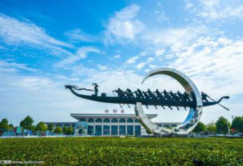 仿古划船雕塑厂家 草地小品 房地产户外划船雕塑生产