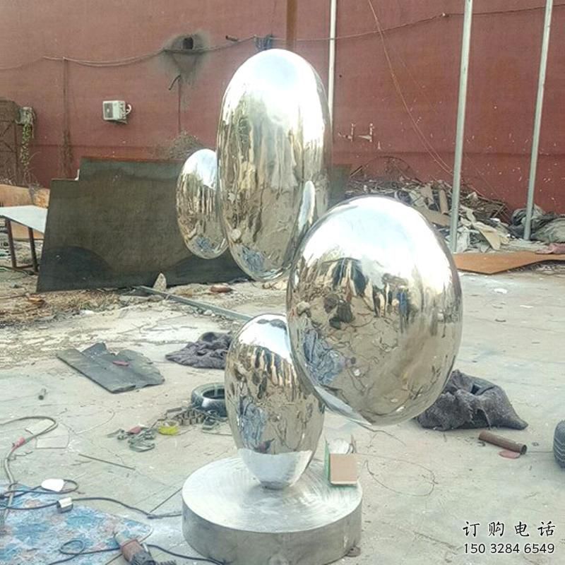 镜面鸡蛋雕塑厂家 抽象大型摆件  大型不锈钢鸡蛋雕塑制作