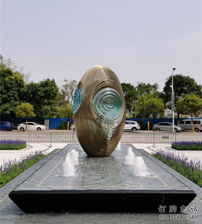 几何鸡蛋雕塑厂家 公园广场小品 不锈钢钢管鸡蛋雕塑
