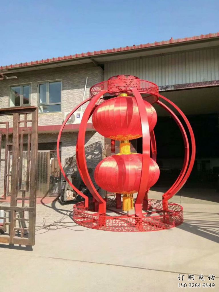 创意灯笼雕塑厂家 烤漆小品 公园不锈钢灯笼雕塑生产