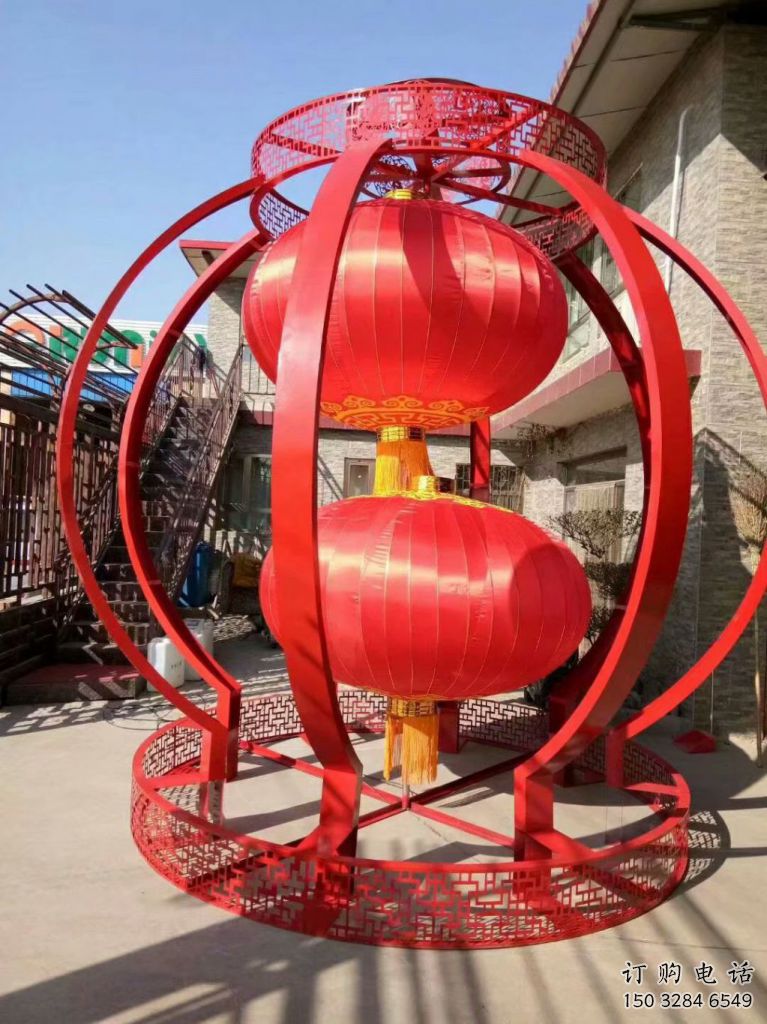 镂空灯笼雕塑厂家 园林小品 户外不锈钢灯笼雕塑生产