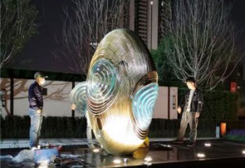 拉丝鸡蛋雕塑厂家 镂空创意摆件 现代不锈钢鸡蛋雕塑生产