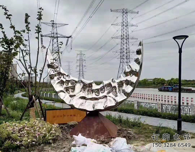公园月亮雕塑厂家 户外摆件 现代不锈钢月亮雕塑生产