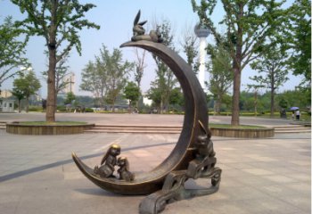 中式月亮雕塑厂家 现代广场小品 游乐场不锈钢月亮雕塑生产