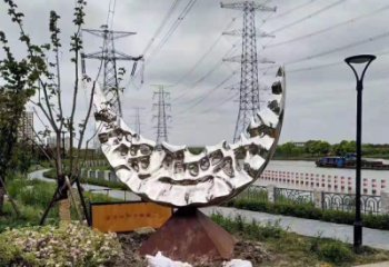 公园月亮雕塑厂家 户外摆件 现代不锈钢月亮雕塑生产