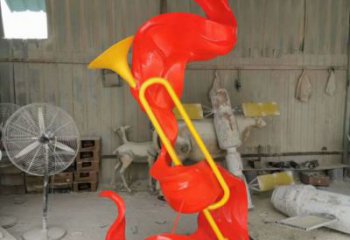 抽象冲锋号雕塑厂家 户外小品 烤漆不锈钢冲锋号雕塑制作