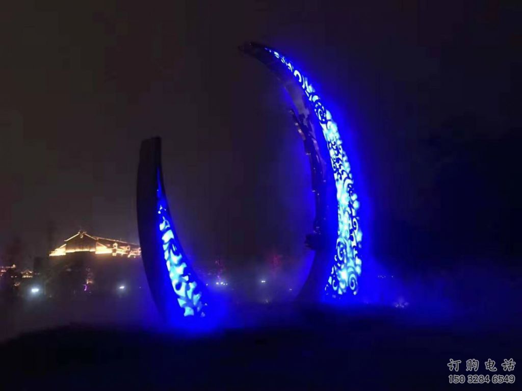 灯光月牙形雕塑厂家 镂空小品 商业街不锈钢月牙形雕塑生产 灯光月牙形雕塑厂家 镂空小品 商业街不锈钢月牙形雕塑生产