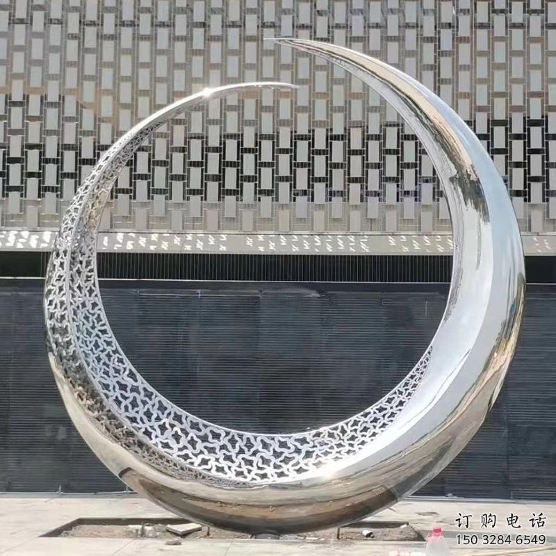 抽象月牙形雕塑厂家 哑光小品 户外不锈钢月牙形雕塑生产 抽象月牙形雕塑厂家 哑光小品 户外不锈钢月牙形雕塑生产