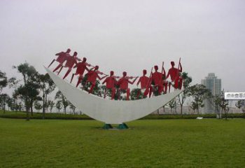 异形月牙形雕塑厂家 现代广场小品 公园不锈钢月牙形雕塑生产