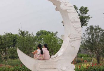 园林月牙雕塑厂家 现代公园小品 中式不锈钢月牙雕塑生产