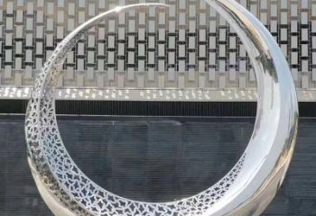 抽象月牙形雕塑厂家 哑光小品 户外不锈钢月牙形雕塑生产