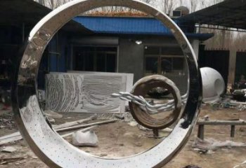 现代圆月雕塑厂家 大型别墅区摆件 镜面不锈钢圆月雕塑