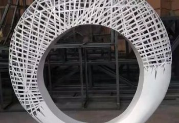 中式圆月雕塑厂家 镂空小品 游乐场不锈钢圆月雕塑生产